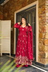 NSR 865 Heavy Faux Georgette With 3mm Embroidery Sequence Work Gown With Bottom Dupatta Wholesalers In Delhi